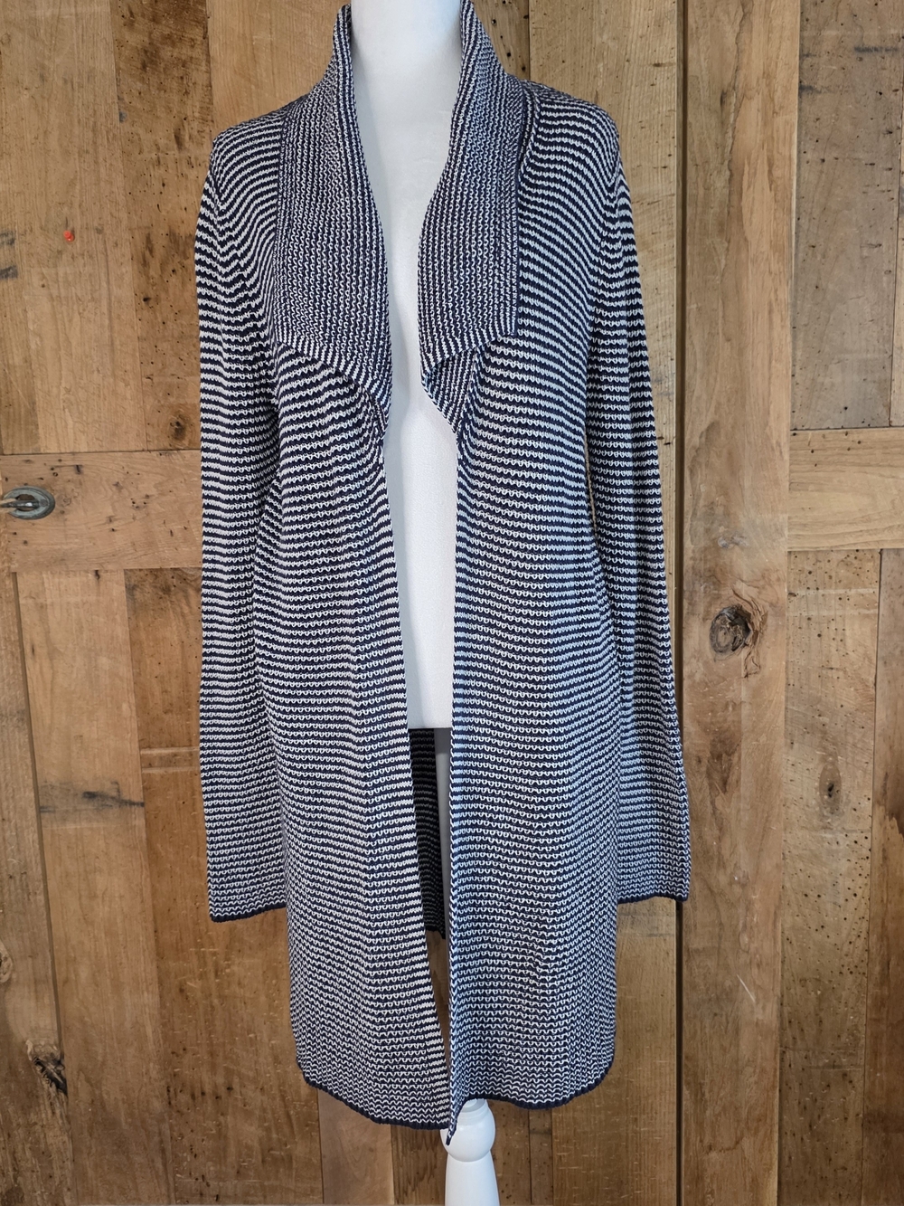 J. Jill Wearever Front Long Cardigan Small Coastal Preppy Classic